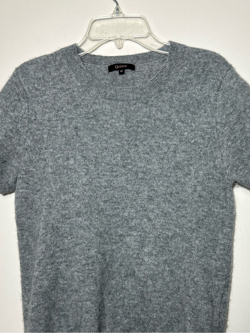 Quince Cashmere Women’s Gray Short-Sleeve Crewneck Sweater quiet luxury M